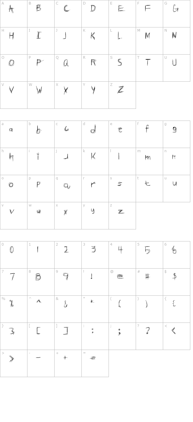 Broken Phone Nails character map