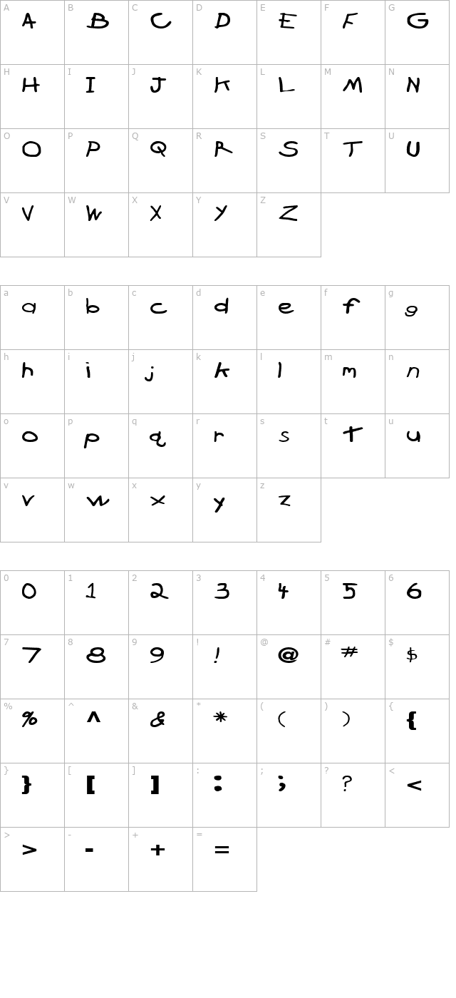 BrokenArrowDrive Regular ttext character map