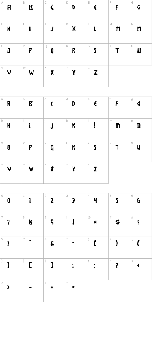 Brolga character map