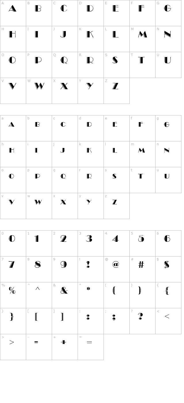 Brombeer Engraved DB character map