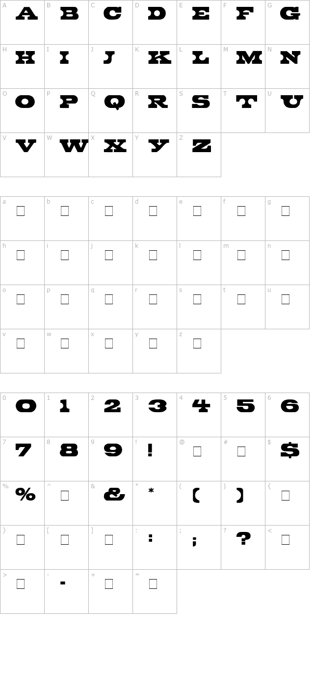 Bronte Display Caps SSi character map