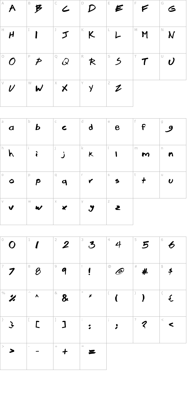 Brook 23 character map