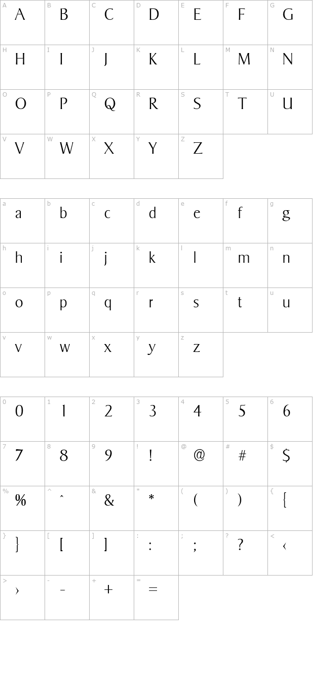 brucebecker-extralight character map