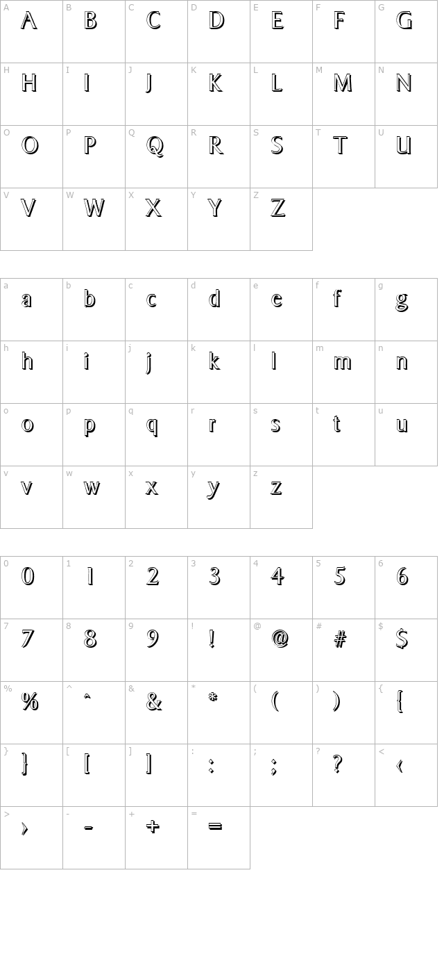 BruceBeckerShadow-Light-Regular character map