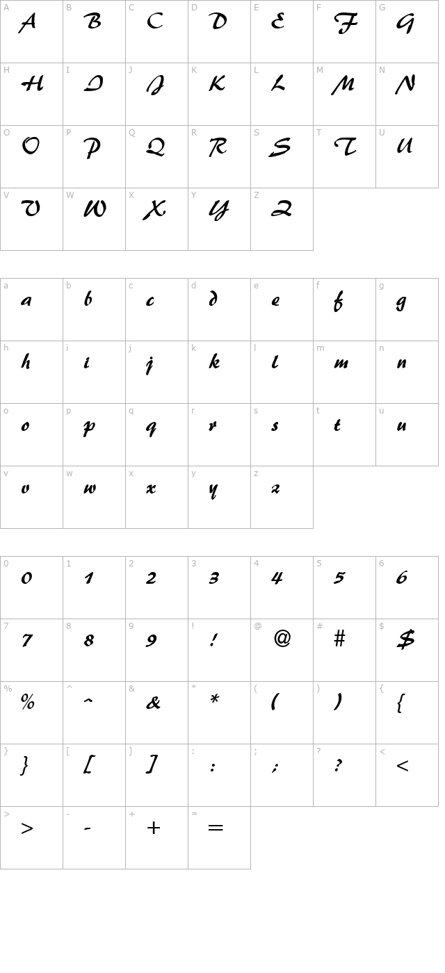 BrushFlash character map