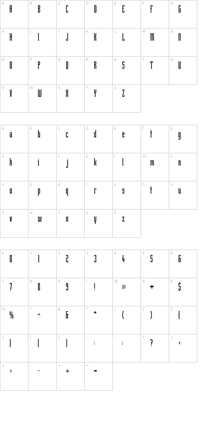 BubbaLove-Medium character map