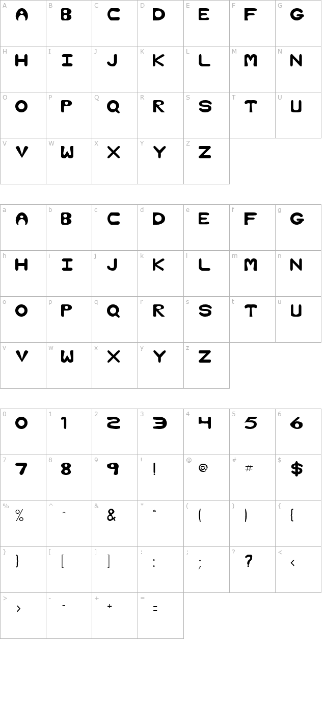 Bubble Regular character map