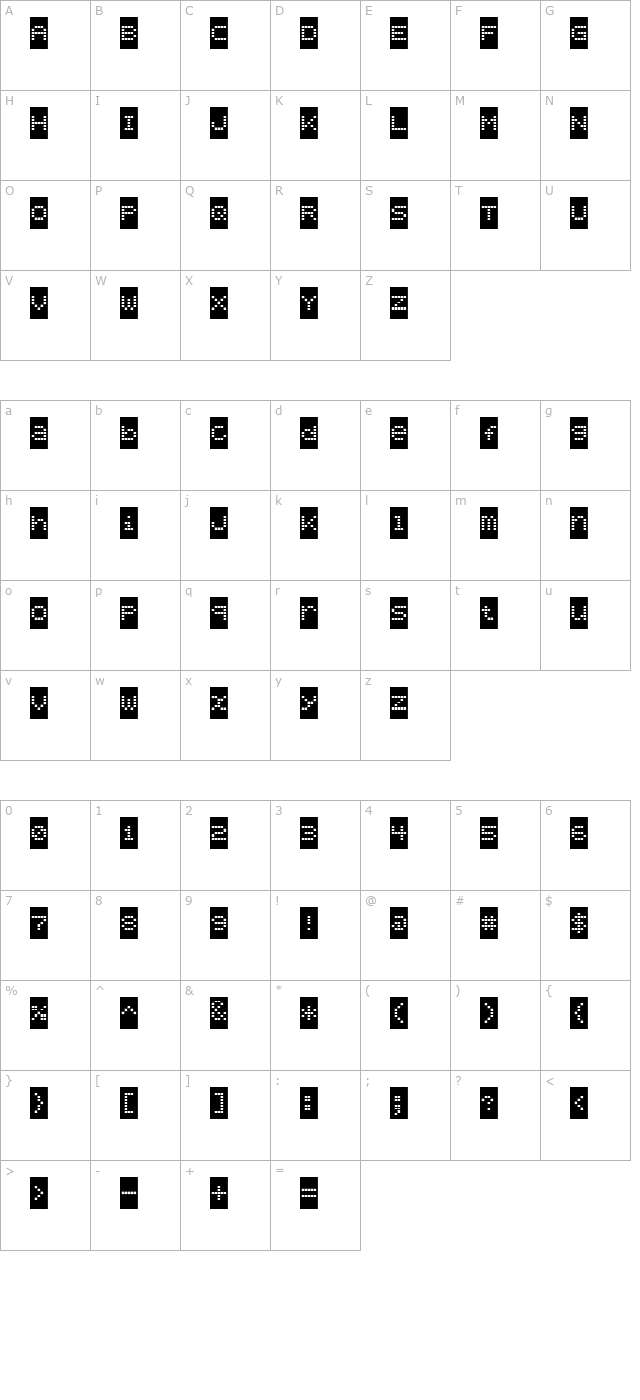 Bubbledot ICG Coarse Neg character map