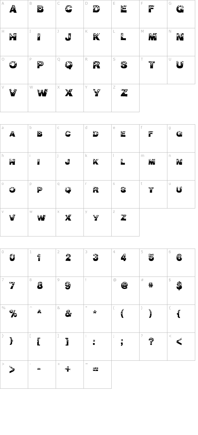 BubbleMan character map