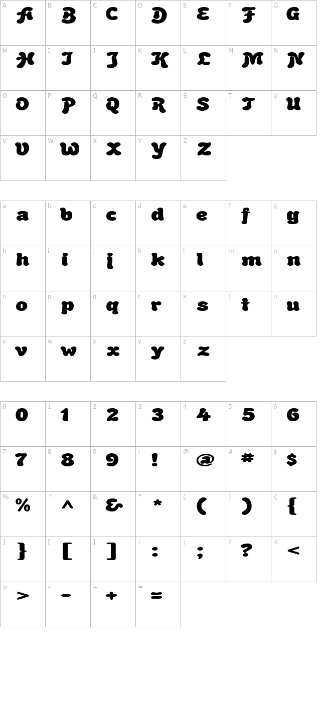 BubbleSoftExtended character map