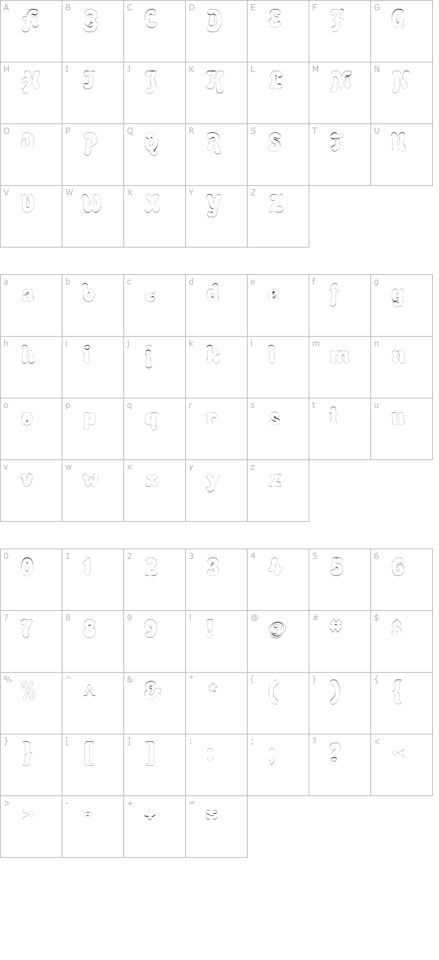 bubblesoftoutline character map