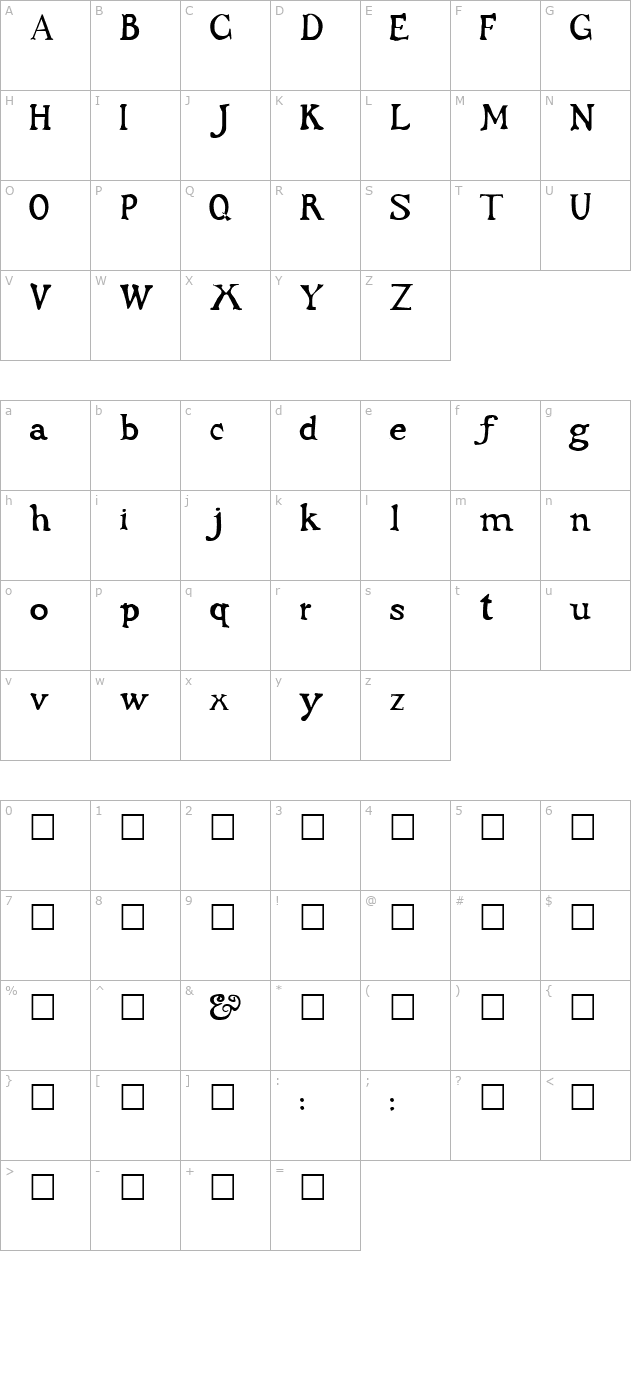 buccaneer-regular character map