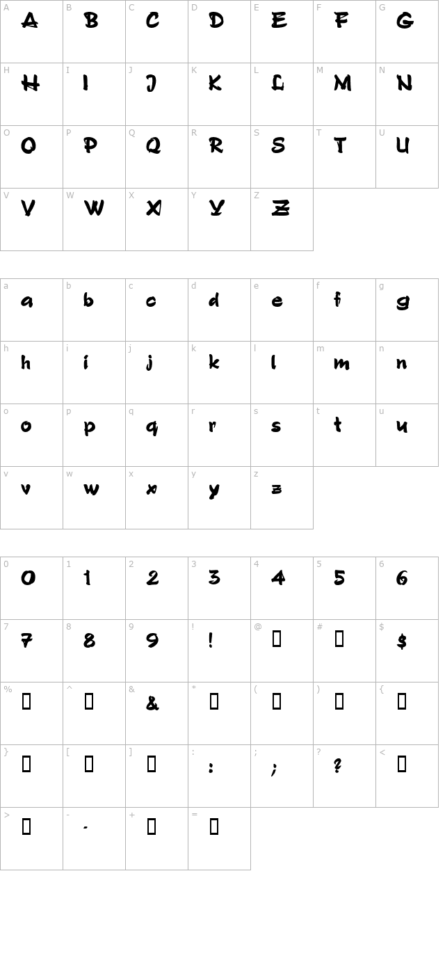 BuckeyeSSK Bold character map