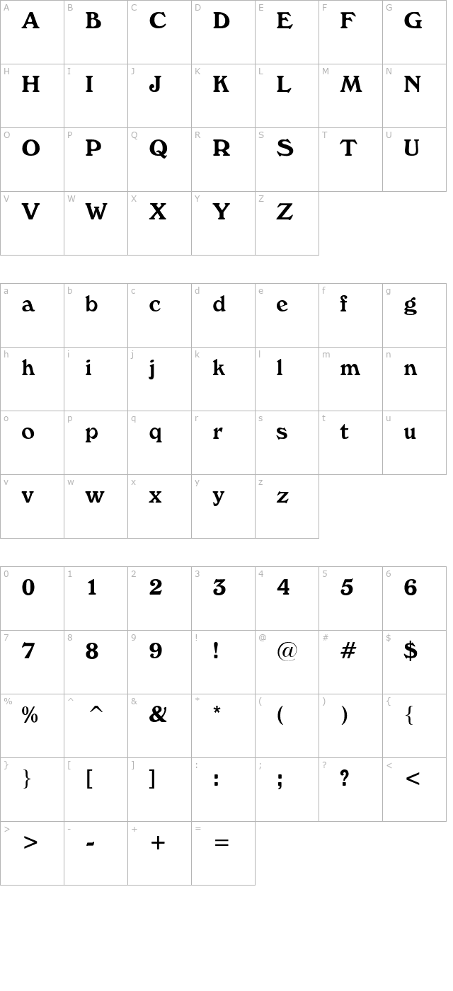 Buckingham Light character map