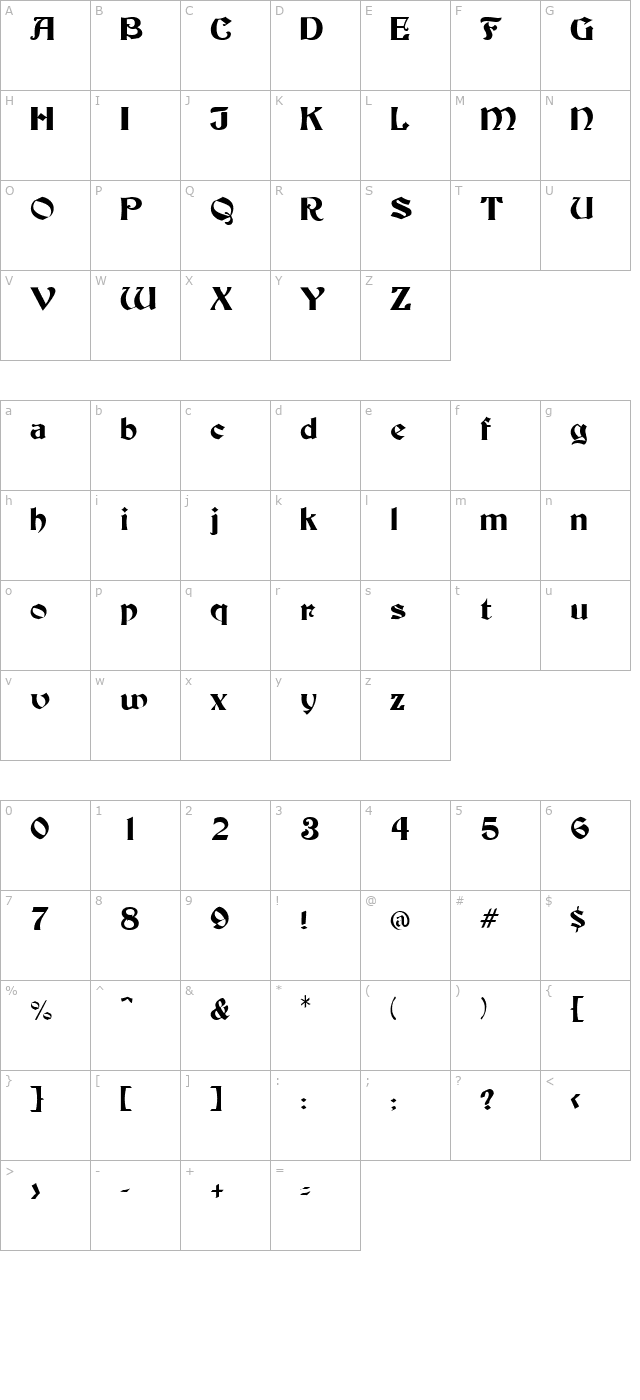 buckingham-regular character map