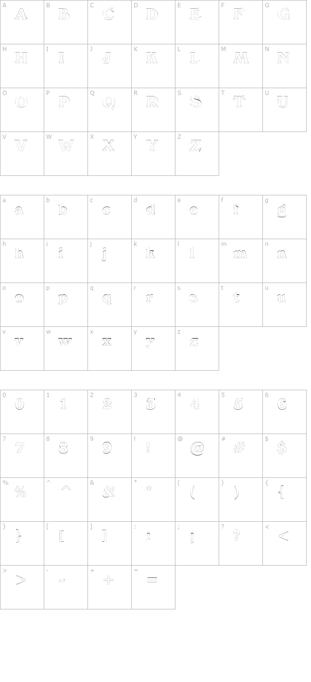 BuckinghamOutline character map