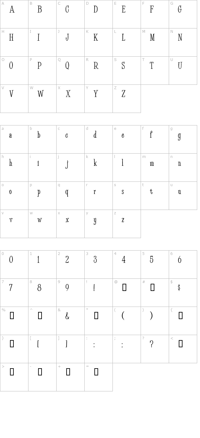 Bud Easy Medium character map