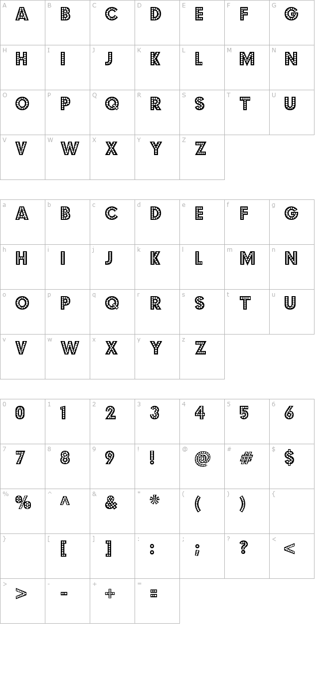 Budmo Jiggler character map