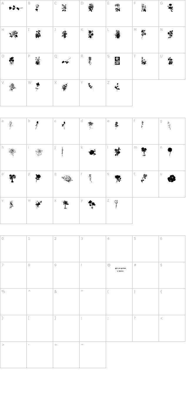 Buds and Blossoms character map