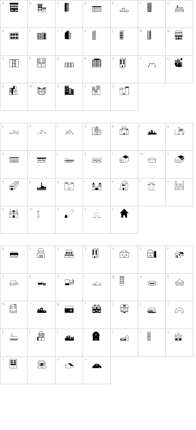 Buildings character map