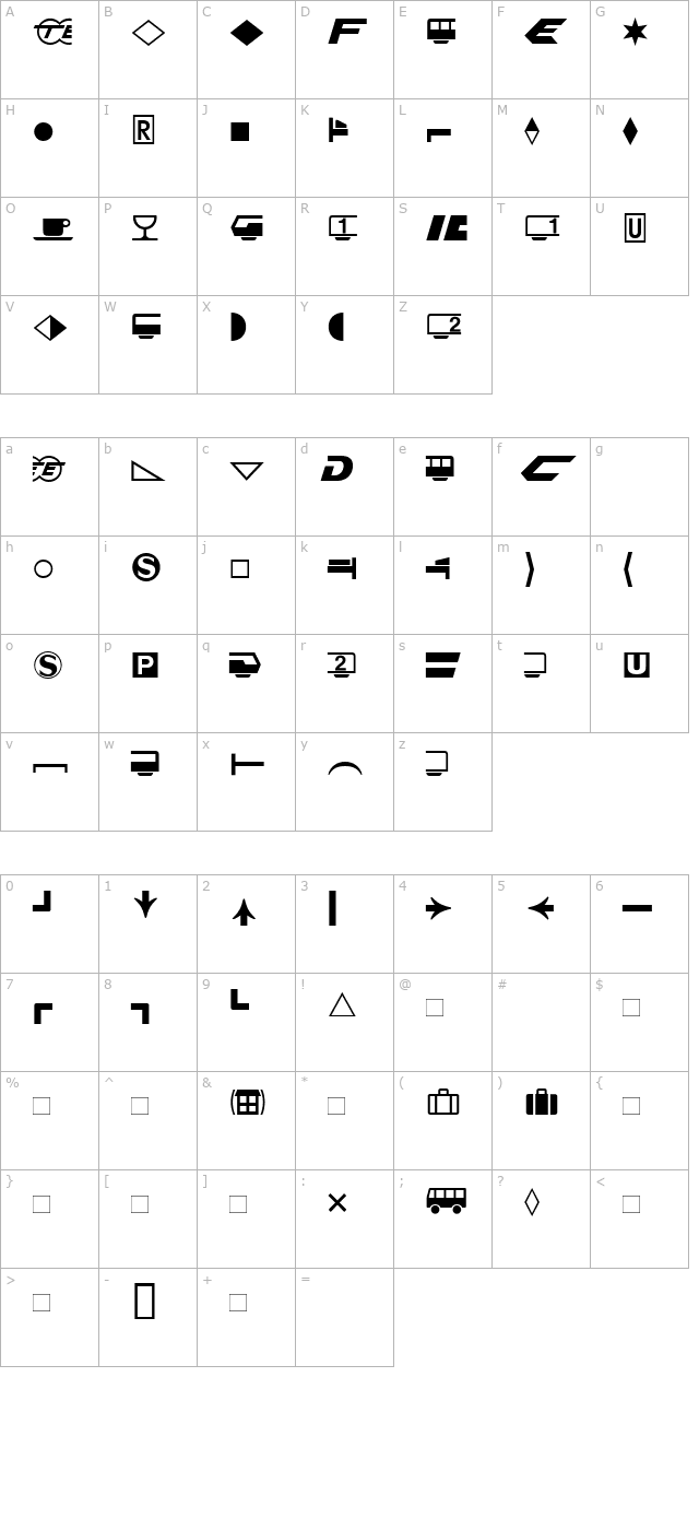 BundesbahnPi2 character map