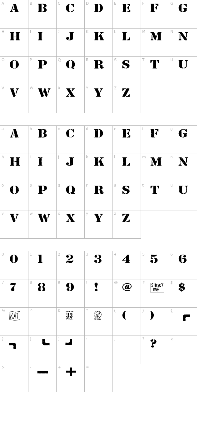 bundy-yellow-solid character map