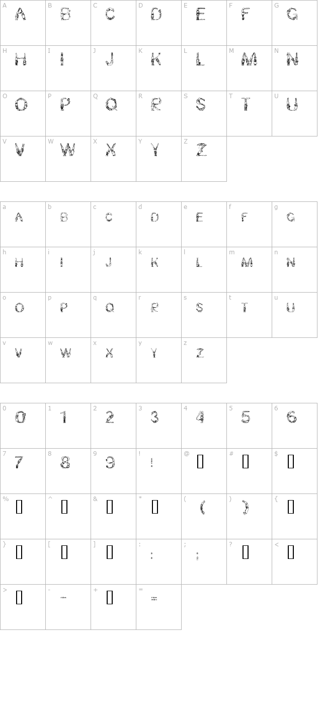 Bunny Rabbits character map