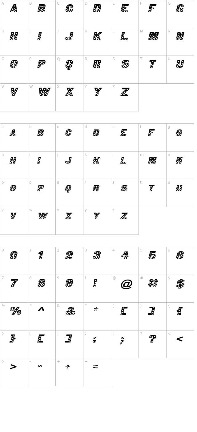 bunting-1-extended-italic character map