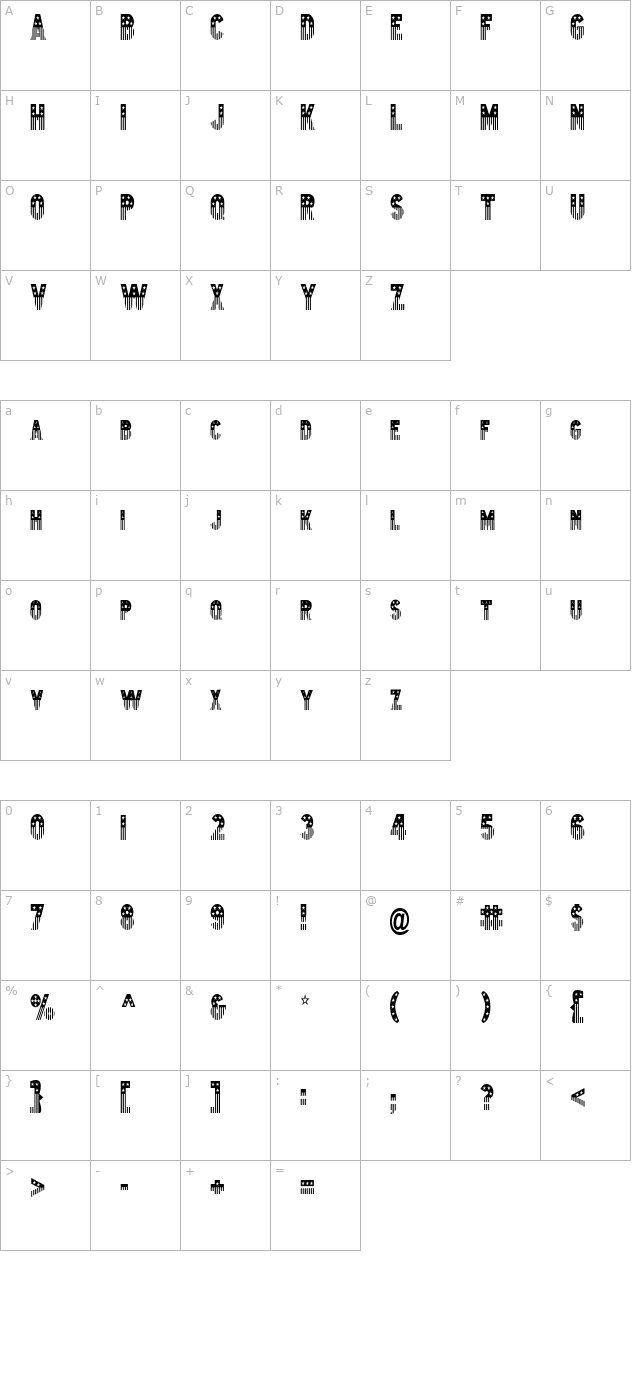 bunting-2-condensed-normal character map