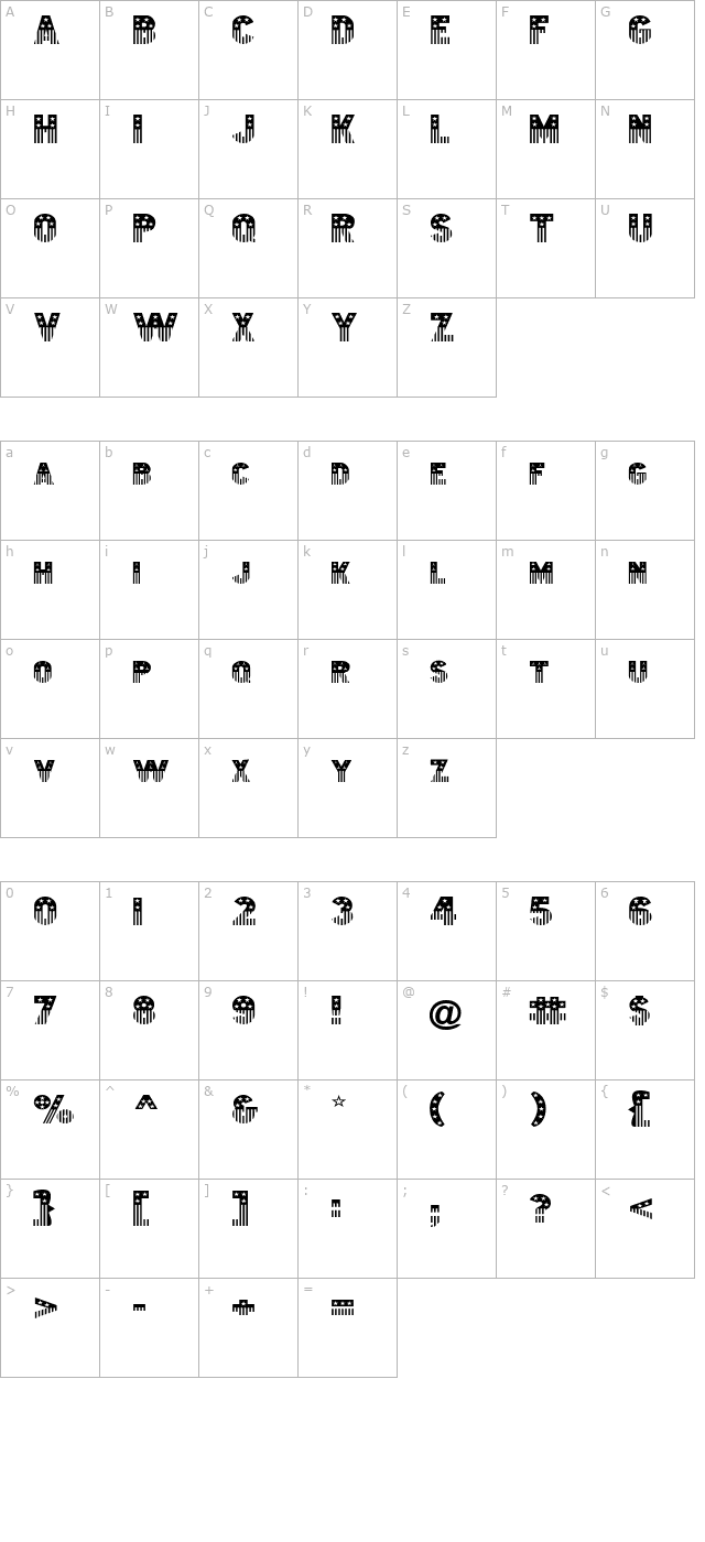 Bunting 2-Extended Normal character map