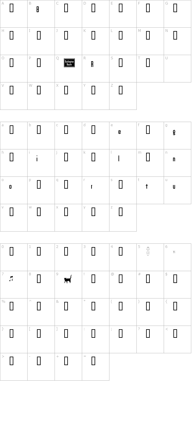 burlington character map