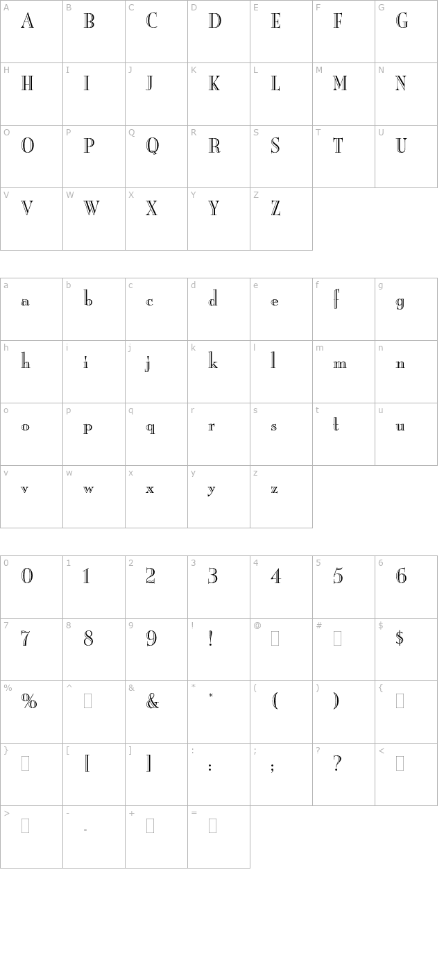 BurlingtonPlain character map