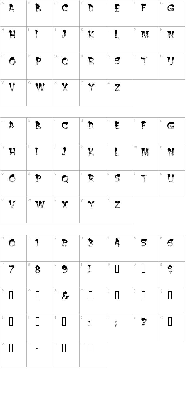 burnt-mf character map