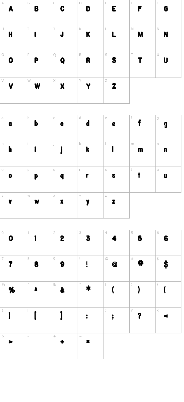 Burnt Toast character map