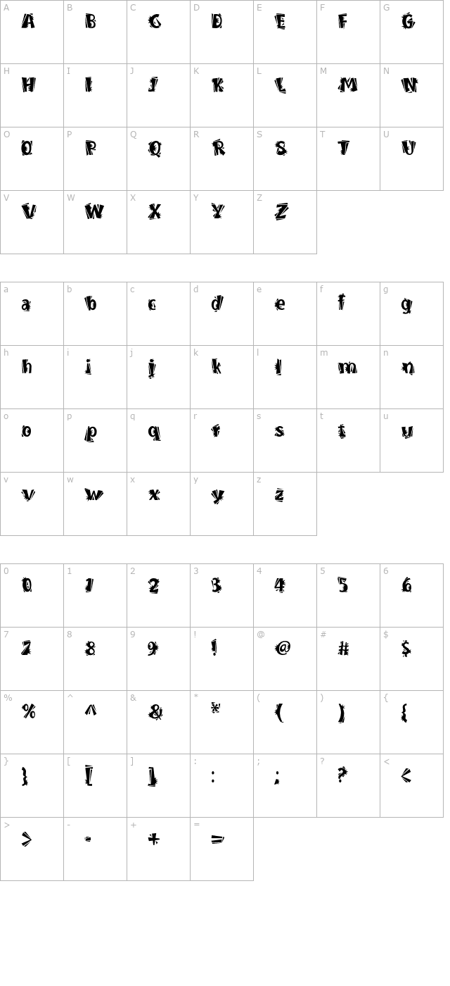 Burweed ICG Thorny character map