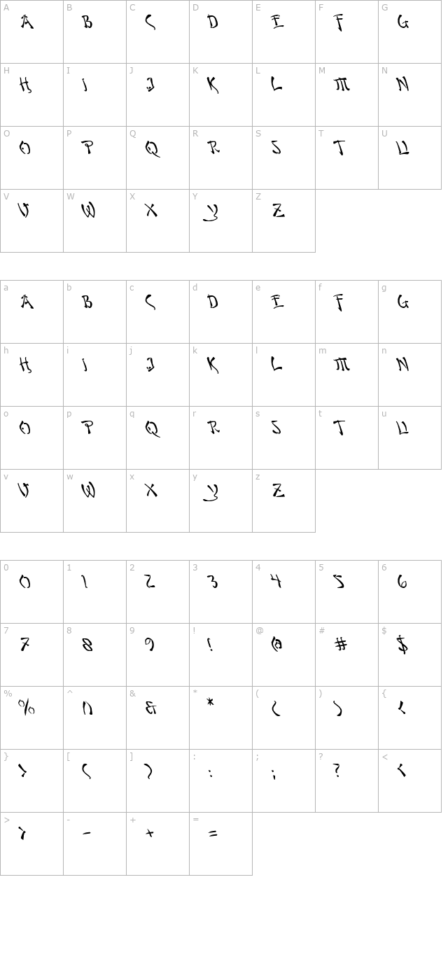 bushido-leftalic character map