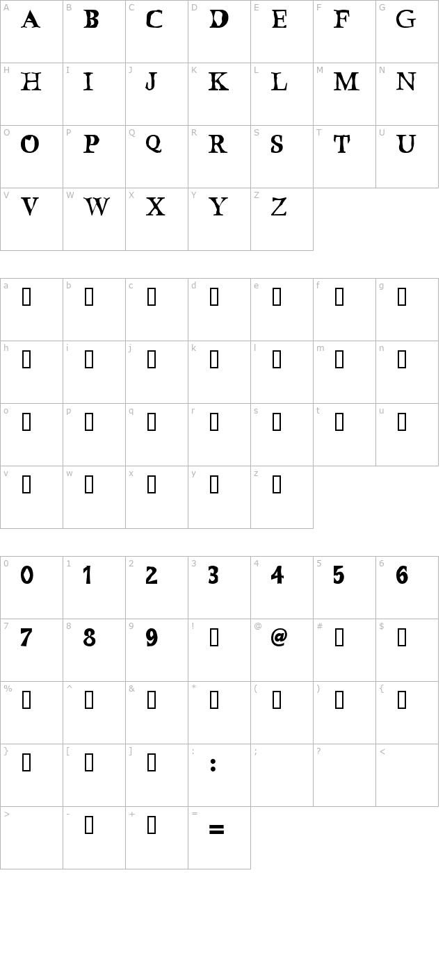 Bustamante1.0 character map