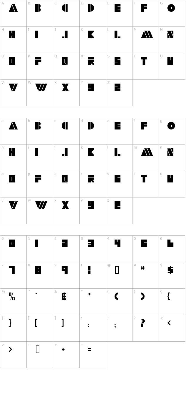 butner-bold character map