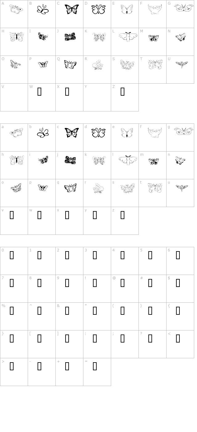 ButterflyHeaven character map