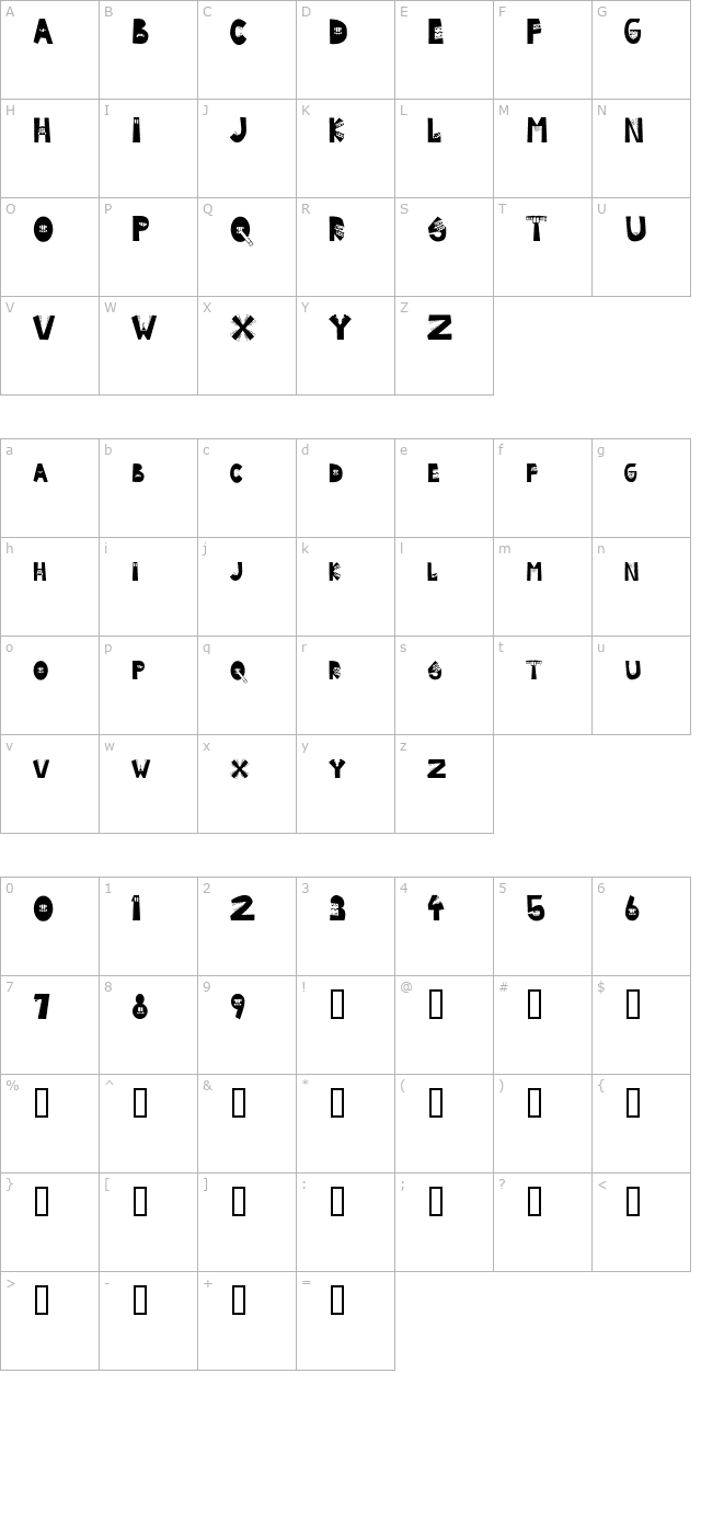 Byte Caps character map