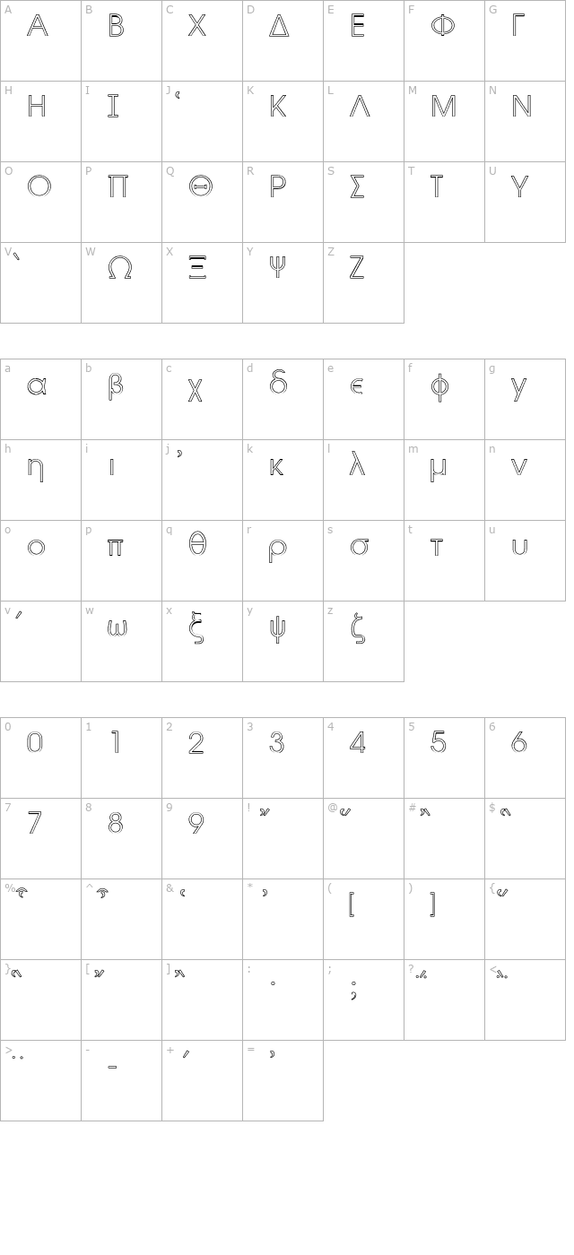 Byzantine Hollow character map