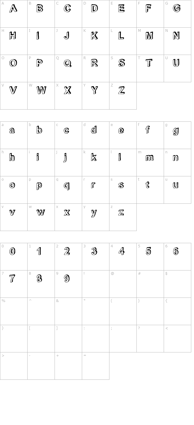 C rial black OTF character map