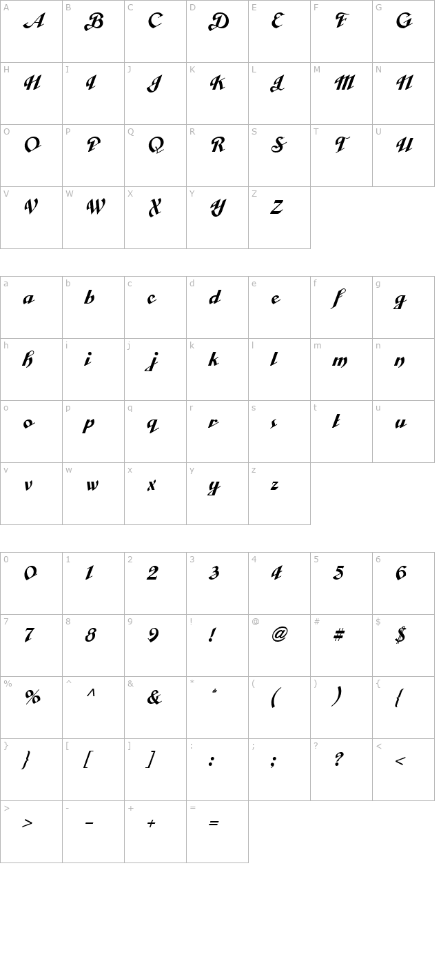 Cabarga Curs ICG Solid Alt character map