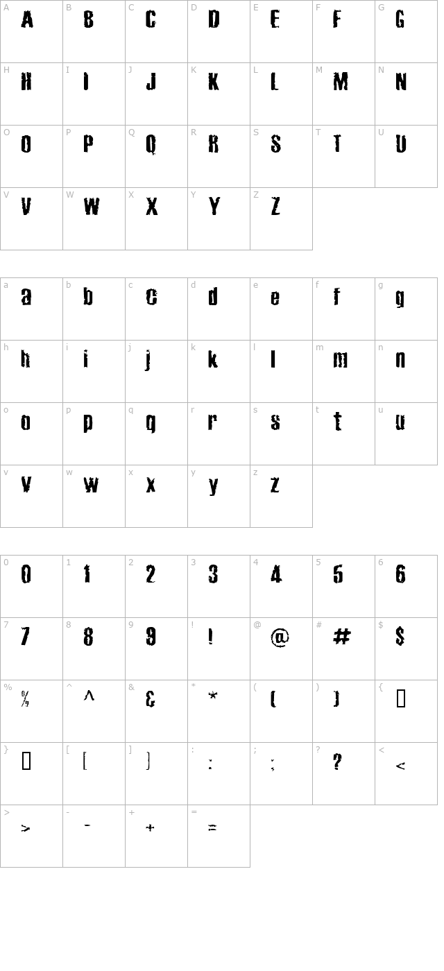 Cabeen Crappy character map