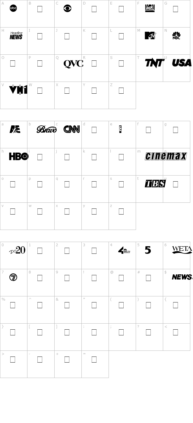 cable-dingbats character map