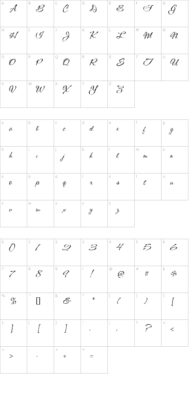 CAC Shishoni Brush character map