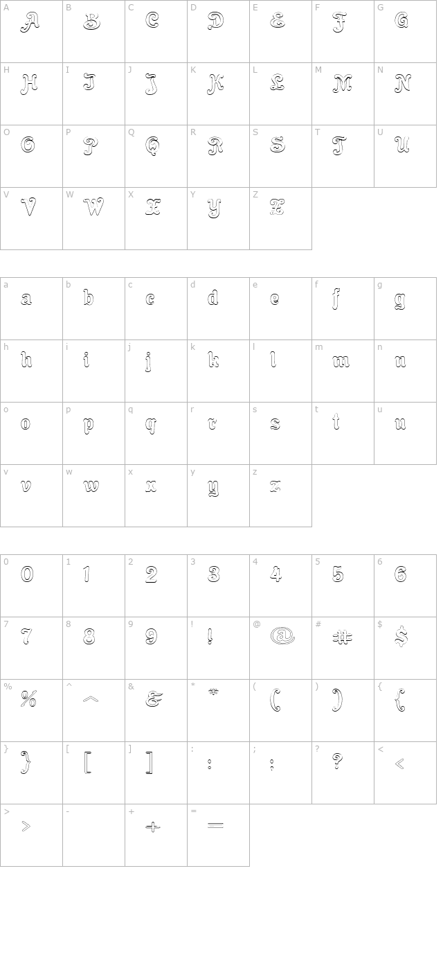 Cacao Fat Outline PDF character map