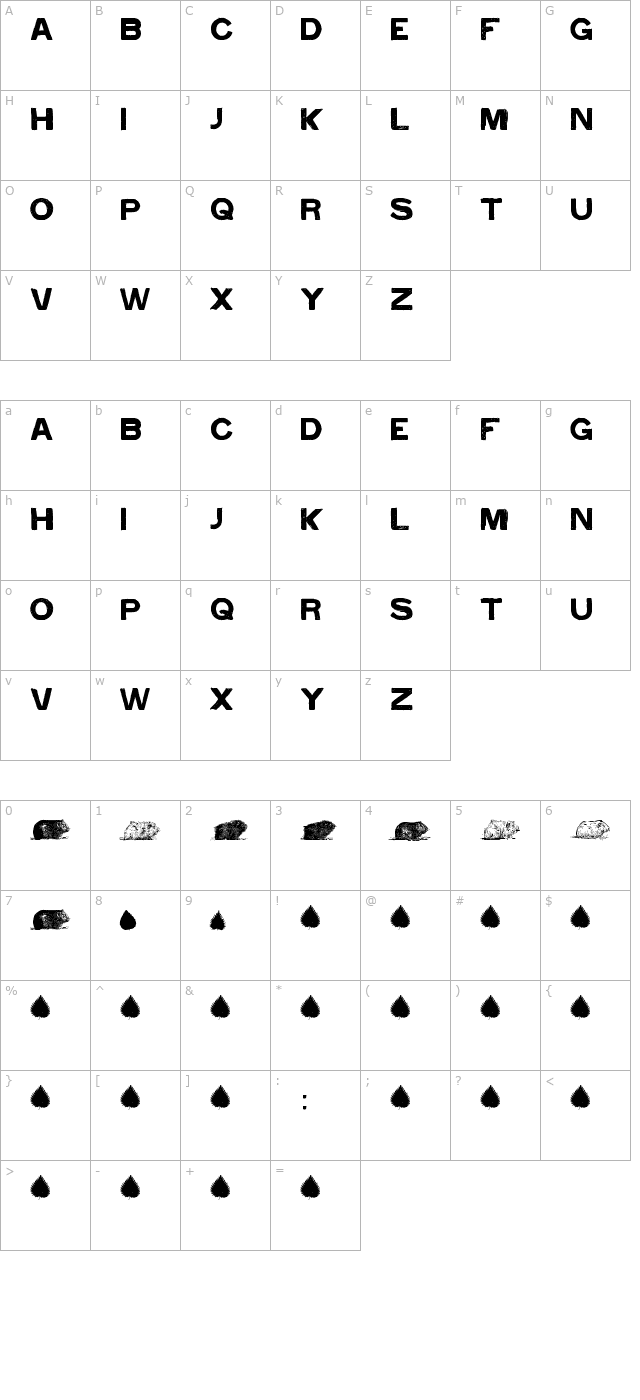 Cacavia01 character map