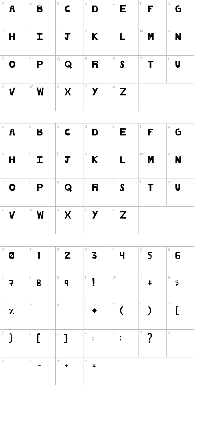 cachetona character map