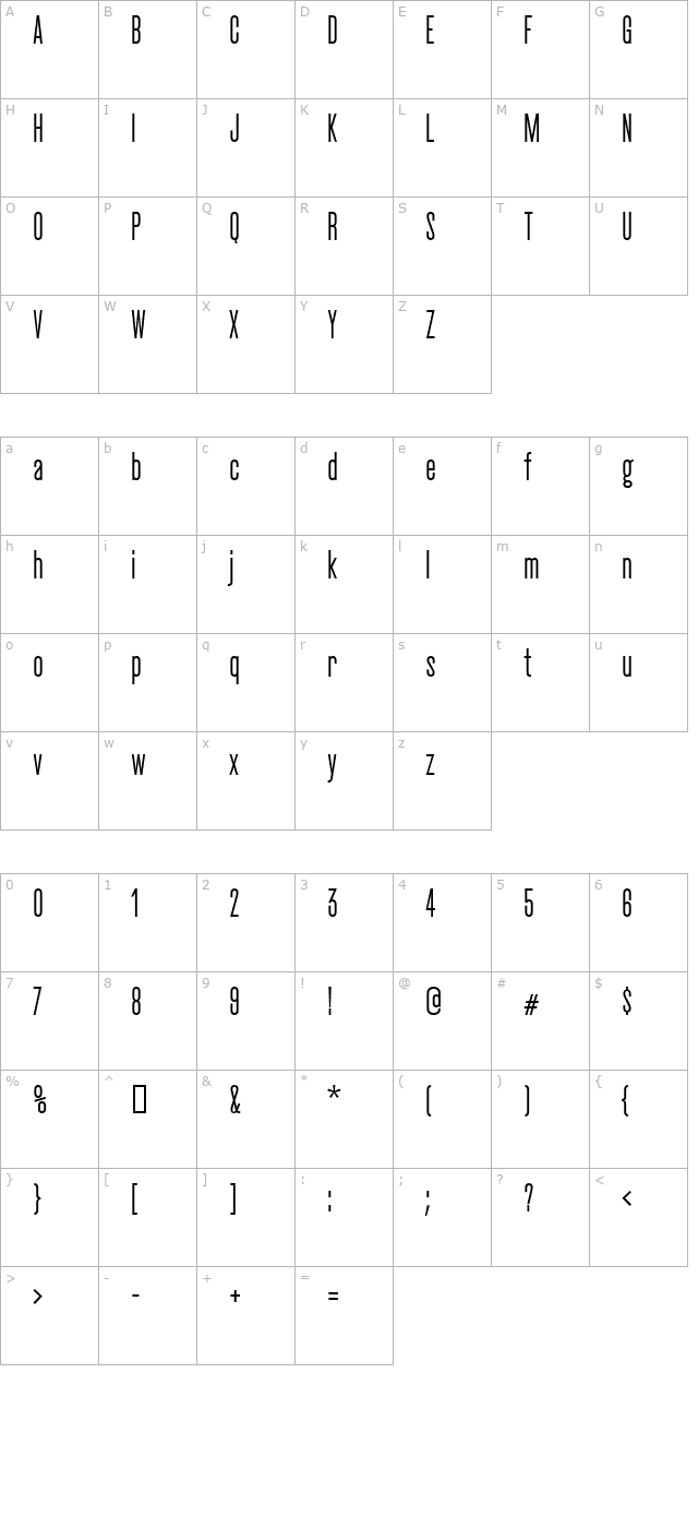 cactusmedium character map